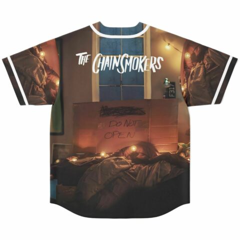 Back view shows warm bedroom photograph, "The Chainsmokers" upper-back text and handwritten "DO NOT OPEN"