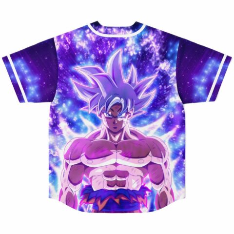 Galaxy anime-inspired jersey back featuring a purple-haired muscular warrior against a glowing cosmic background