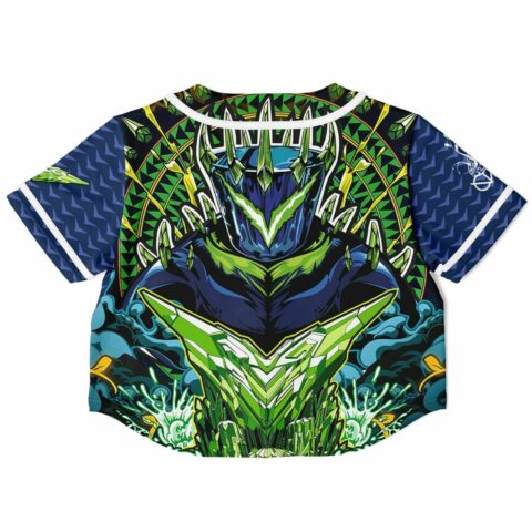 Back view cropped jersey showcasing intricate geometric patterns