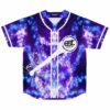 Galaxy-inspired anime jersey, muscular warrior, white trim, and “EDC LAS VEGAS 2023” chest logo