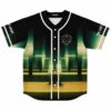Green-and-gold blurry corridor jersey front view with geometric emblem and IT APART sleeve text