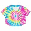 Front view of the vibrant tie-dye GRiZ fan rave cropped baseball jersey
