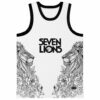 Front view featuring detailed floral lion illustrations and readable SEVEN LIONS chest text