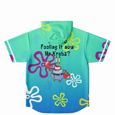 Back view of hooded jersey with crab character and text reading are you feeling it