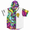 Front view of abstract psychedelic pattern with dripping smiley chest graphic and ANGER sleeve text