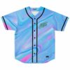 Front view of light blue holographic liquid swirl jersey with visible GRiZ chest logo