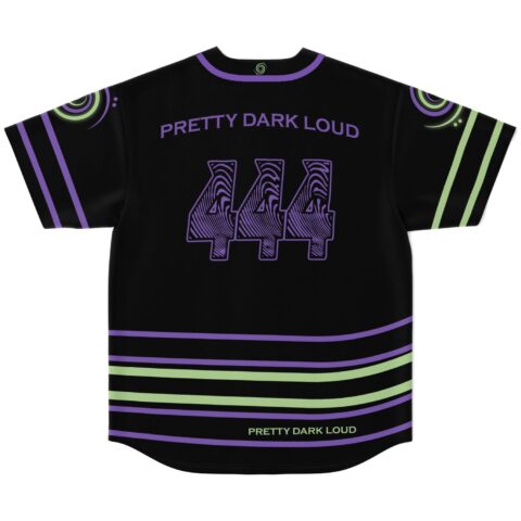 Black festival-themed jersey back with Pretty Dark Loud text and swirl sleeve accents