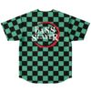 Back view of checkerboard jersey with large Bass Slayer text inside red brush circle