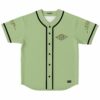 Sage green rave baseball jersey with mystic diamond eye emblem front view