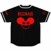 Back view of black jersey with red mouse-head graphic and REZZMAU5 text across shoulders