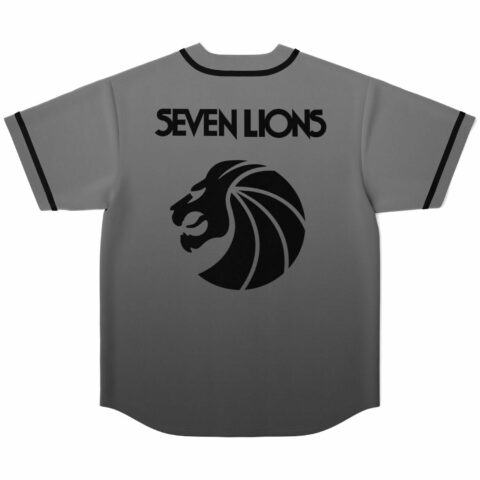 Grey festival-themed jersey with bass-inspired lion head graphic and Seven Lions text on back