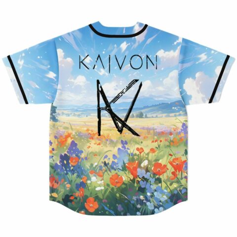 Kaivon logo printed above wildflower meadow on jersey back with black trim
