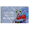 Light powder cartoon crab rave flag with can you feelt it mr krabs text