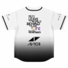 Back view of jersey featuring live a life you will remember lyric print in fading