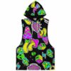 Colorful trippy pattern rave sleeveless hoodie with psychedelic designs