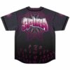 Back view of jersey with SPIRA text over purple mandala design and scattered rune symbols