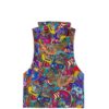 Cartoon doodle rave sleeveless hoodie — back view of the all-over print