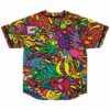 Back view of dense psychedelic doodle jersey showing purple swirl motif and bold black outlines