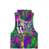 Peace Love and Wubz rave sleeveless hoodie — back with the slogan lettering