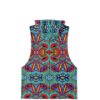 Geometric doodle rave sleeveless hoodie — back view of the all-over print