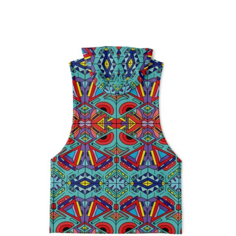 Colorful trippy doodle sleeveless hoodie back view