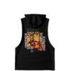 Back view of the rave sleeveless hoodie with anime-inspired crew panel graphic and Straw Hat Onepiece text