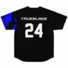 Trueblade 24 back print on black jersey with blue marble sleeve detail