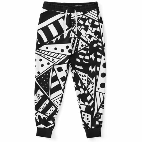 An Abstract doddles Jogger with geometric patterns.