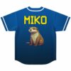 Blue gradient baseball jersey back view with cartoon otter graphic and Miko text