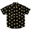 Short sleeve button-down shirt with colorful cartoon-style character prints