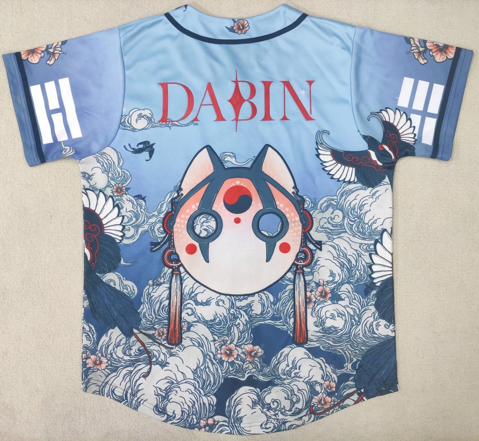 A Cyberpunk Hud Rave Bodysuit with the word dabin on it.
