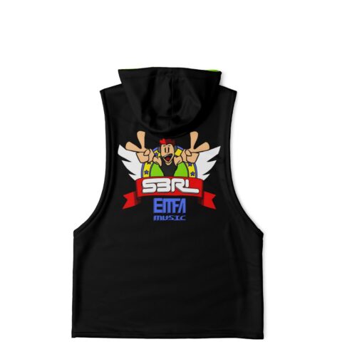 Forrest Fashion sleeveless hoodie with a cartoon character on it.