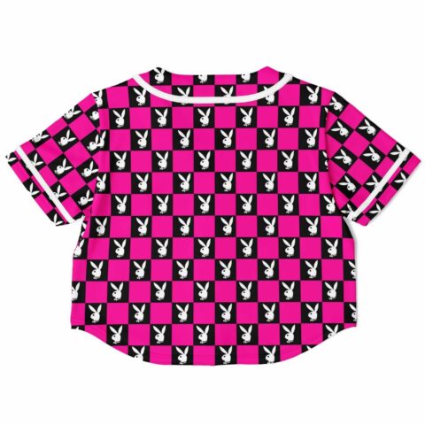 Back view of jersey with matching checkerboard design and white trim