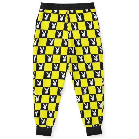 Jogger side view featuring contrasting checkerboard design pattern