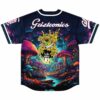 Back view of jersey showing Griztonics script and dripping yellow eyeball creature graphic