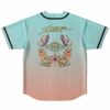 Pastel ombre reversible baseball jersey with butterfly hands and diamond eye graphic back view