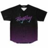Black cosmic starfield rave baseball jersey front view with purple RayRay script logo