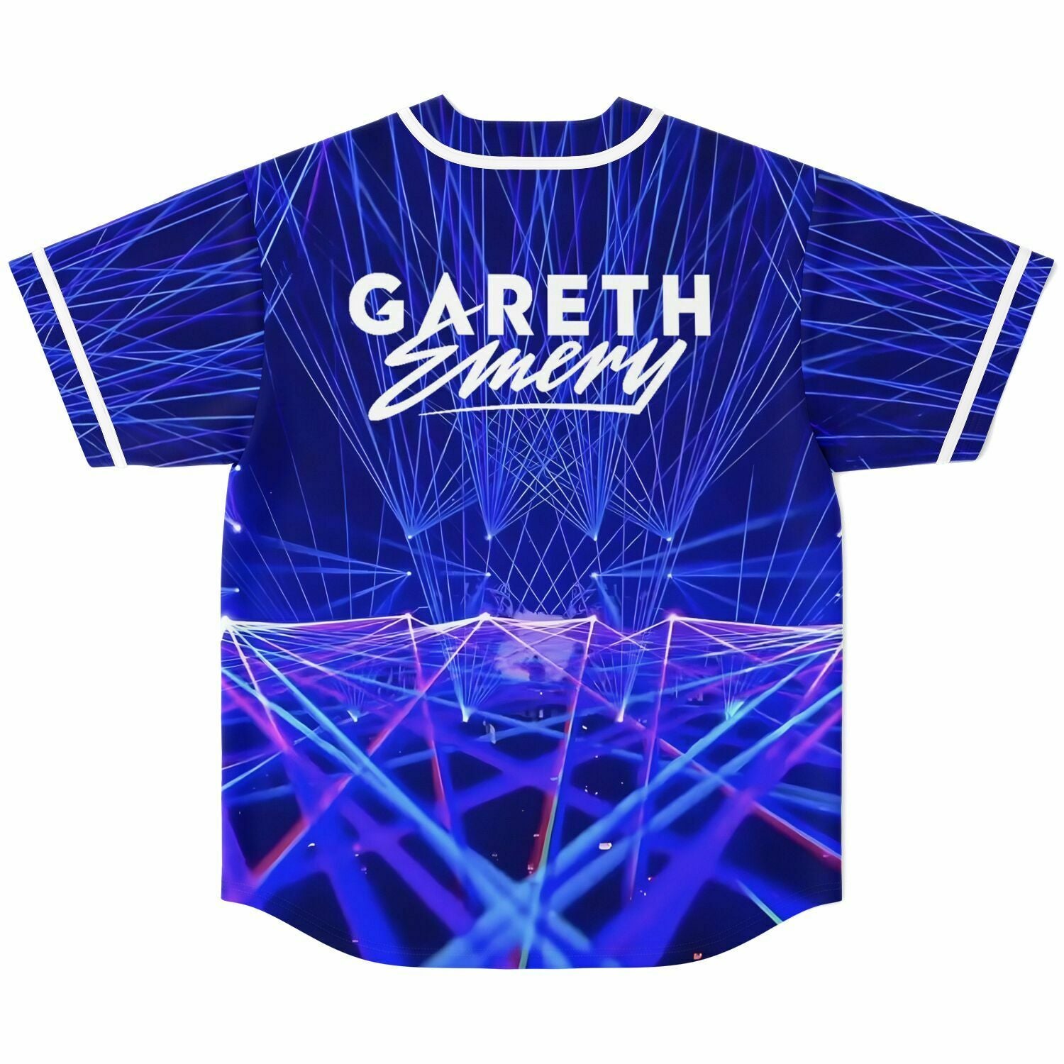 A Mike Go custom Baseball Jersey with the words garreth energy on it.