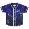 GRiZ psychedelic fractal rave baseball jersey front view with bubbles and teal accents