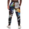 A man in Glitch Jogger with a colorful abstract design.