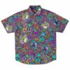 Festival-themed rave button-down shirt with vibrant colorful patterns
