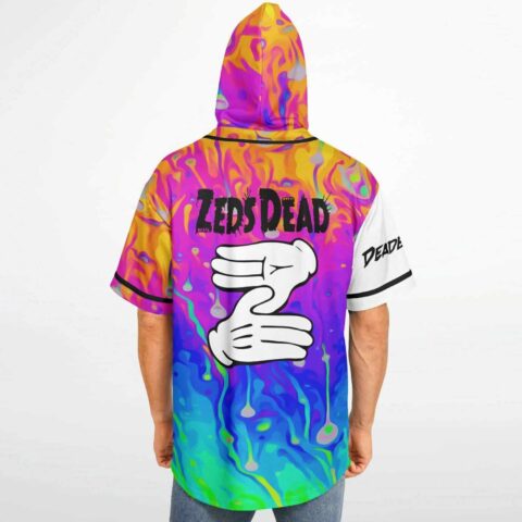 Back view showing bold Zeds Dead text and white glove pointing hand graphic on hood