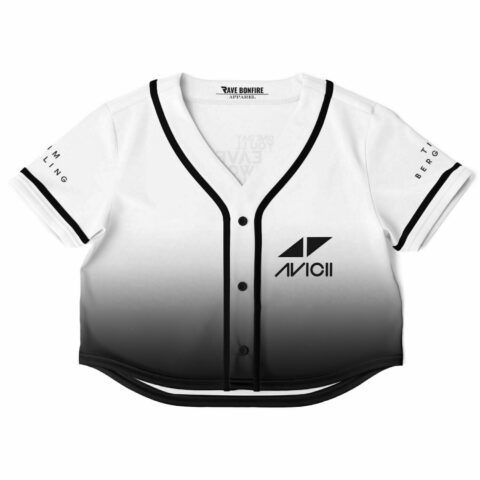 Cropped baseball jersey in black and white with gradient design