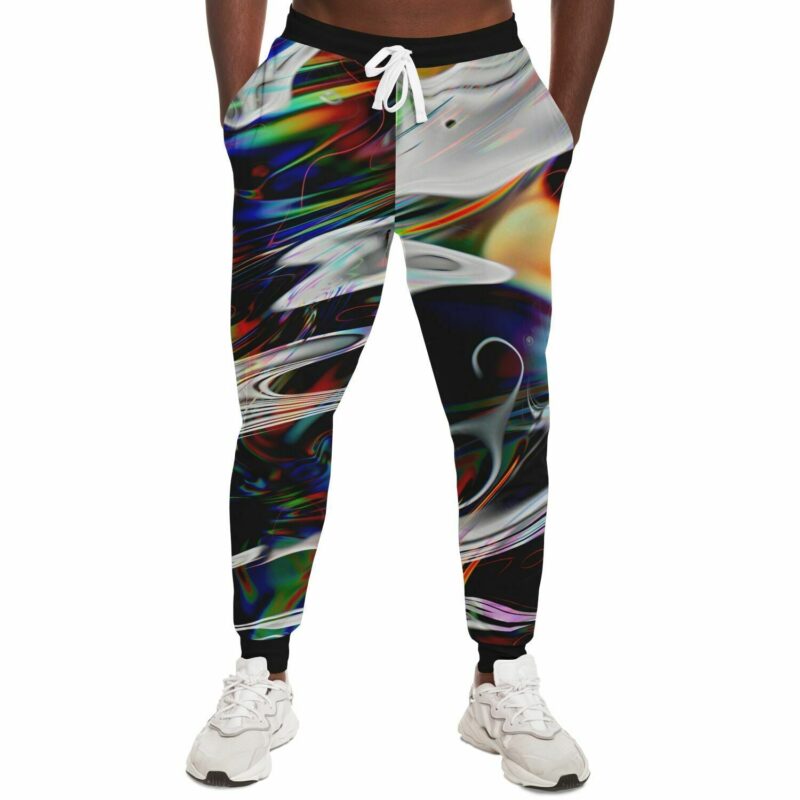 A man wearing Glitch Jogger joggers.