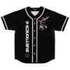 Black bass-inspired baseball jersey with pink smoke graphic and Subtronics text down front placket