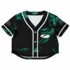 Green marbled rave cropped baseball jersey on a black base