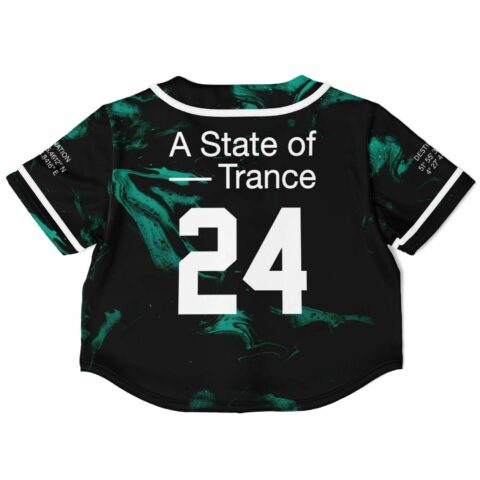Back view of cropped jersey with large white text and number 24
