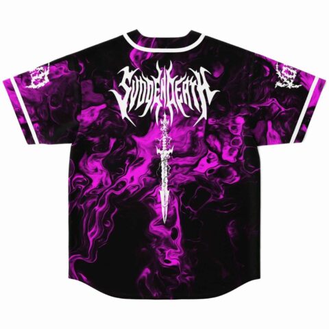 Back view of purple smoke jersey with SVDDEN DEATH logo and dagger graphic