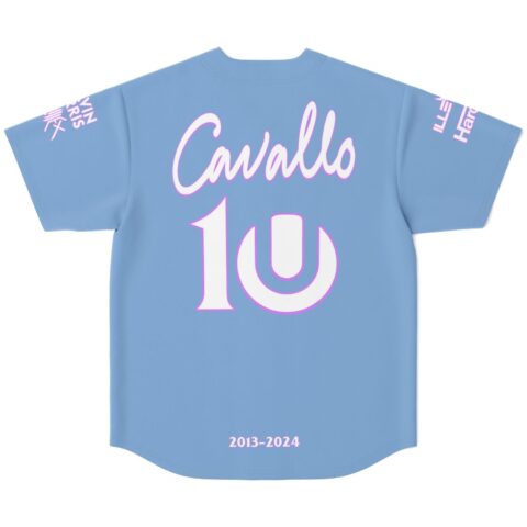 Cavallo 10 back print on sky blue festival jersey with 2013-2024 dates