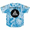 Sky blue tie dye jersey back view with I wanna be where you are text